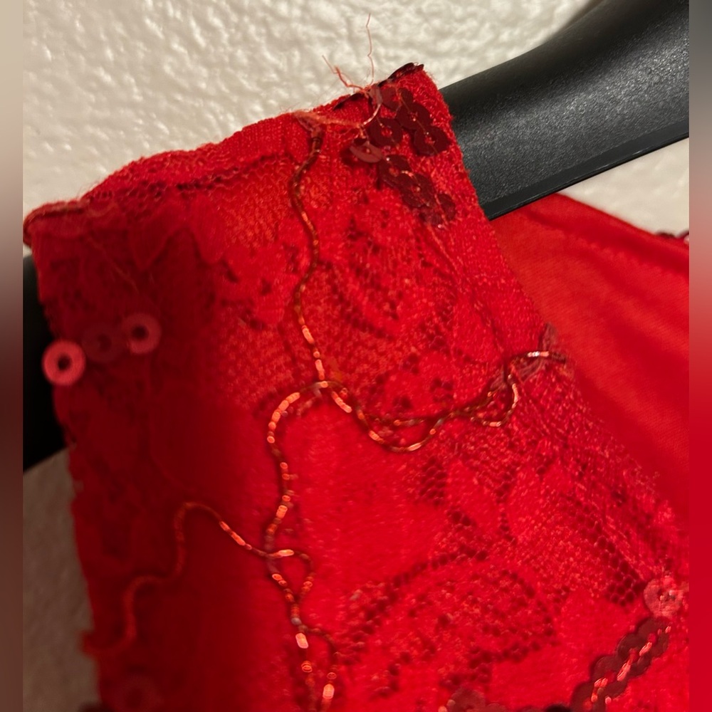 Lily & Lola Sleeveless Red Dress w/ sequins- size s - Picture 6 of 8